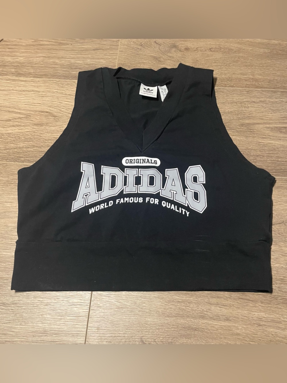 Adidas Women's Black Cropped Tank Top - Originals Logo - Picture 1 of 8